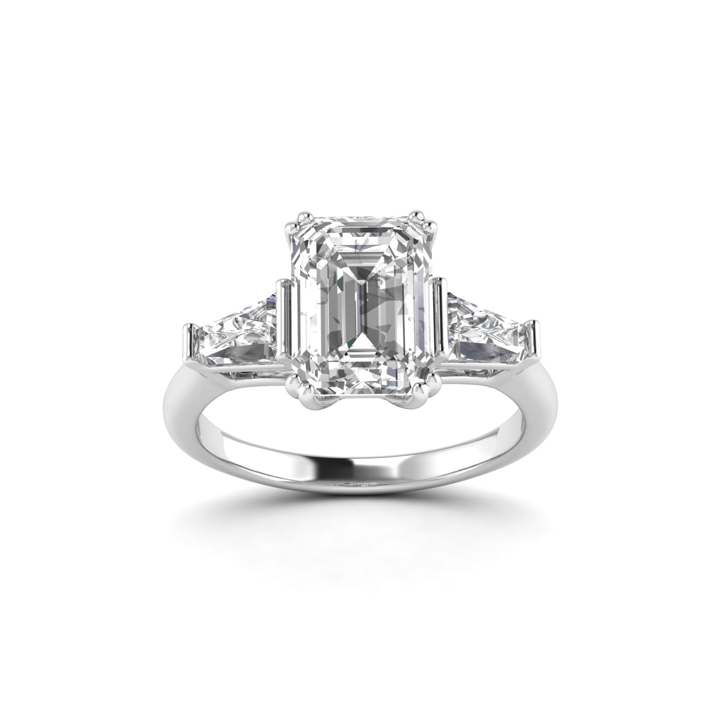White Gold Studded 3.3 Carat Lab Grown Diamond Ring-G Color VS2 Clarity